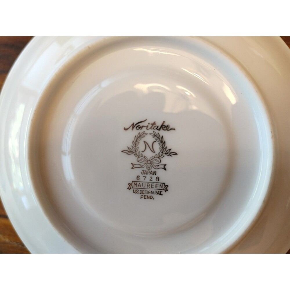 2 Noritake Maureen Cup And Saucer Sets 6728 Green Rim White Silver Trim Japan - Picture 8 of 8